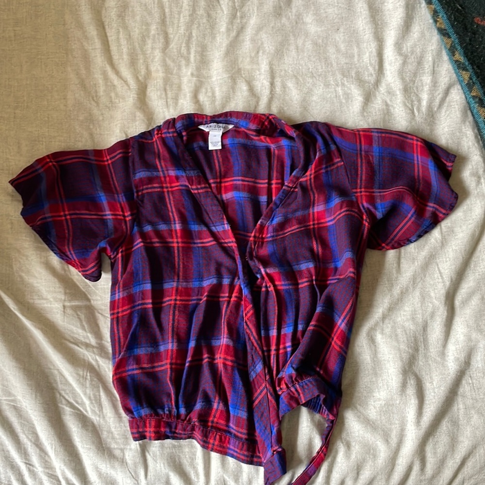Size XS red and blue plaid blouse by Arizona